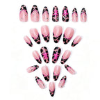 Press-On Nail Set Leopard Print Pink Accent Reusable