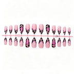 Press-On Nail Set Leopard Print Pink Accent Reusable