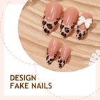 Press-On Nail Set Leopard Print Self-Adhesive Multiple Sizes
