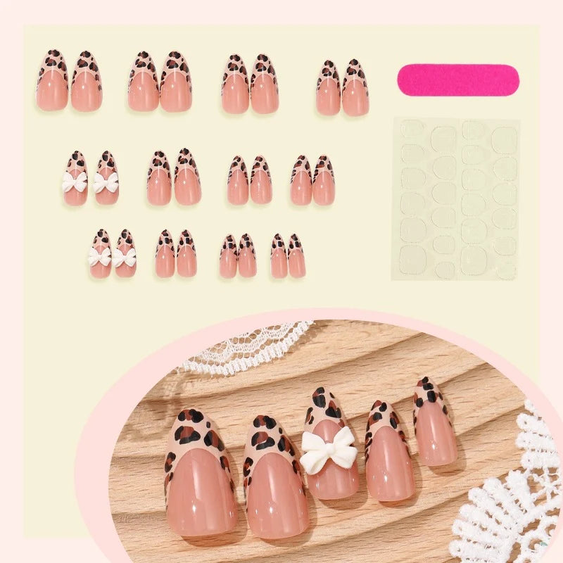 Press-On Nail Set Leopard Print Self-Adhesive Multiple Sizes
