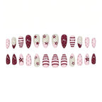 Press-On Nail Set Light Gray Artistic Gem Accents 24-Piece
