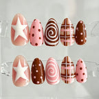 Press-On Nail Set Light Pink No Glue Assorted Designs