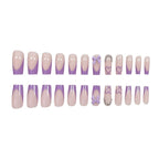 Press-On Nail Set Light Purple & Clear Heart Accents