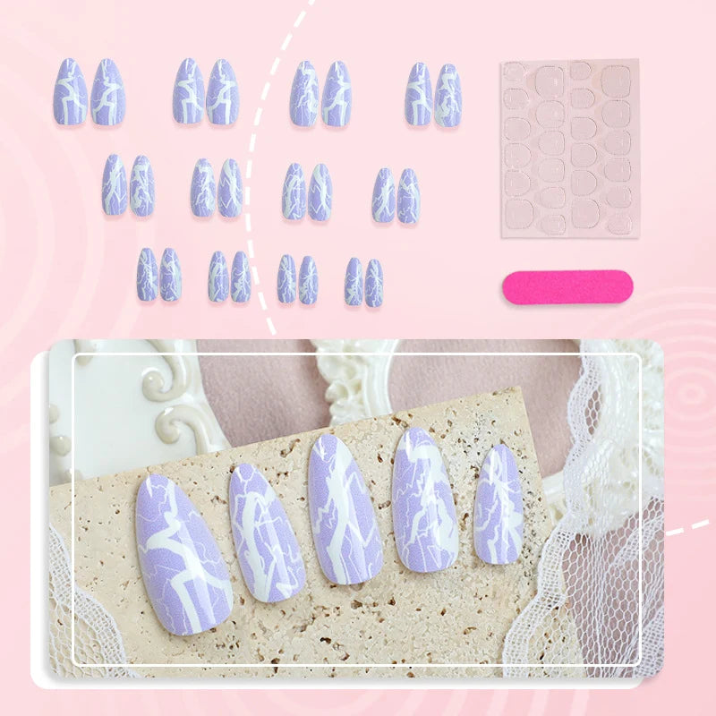 Press-On Nail Set Lightning Design Multiple Sizes