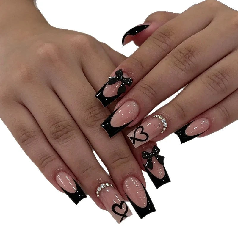 Press-On Nail Set Long 3D Designs 24-Count