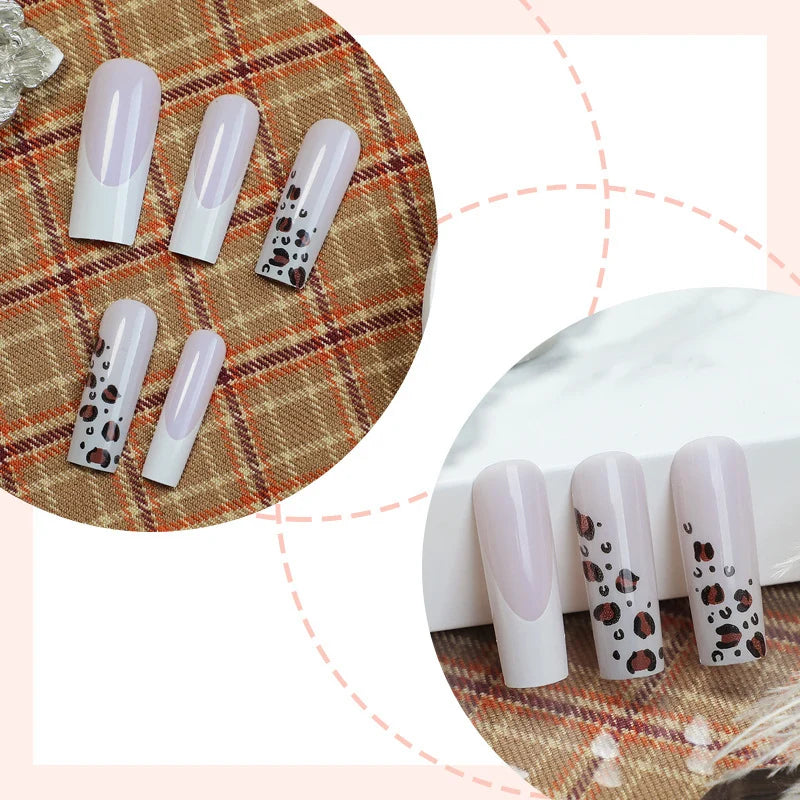 Press-On Nail Set Long Adhesive-Backed Artistic
