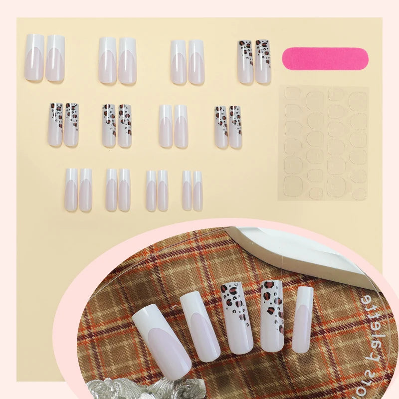 Press-On Nail Set Long Adhesive-Backed Artistic