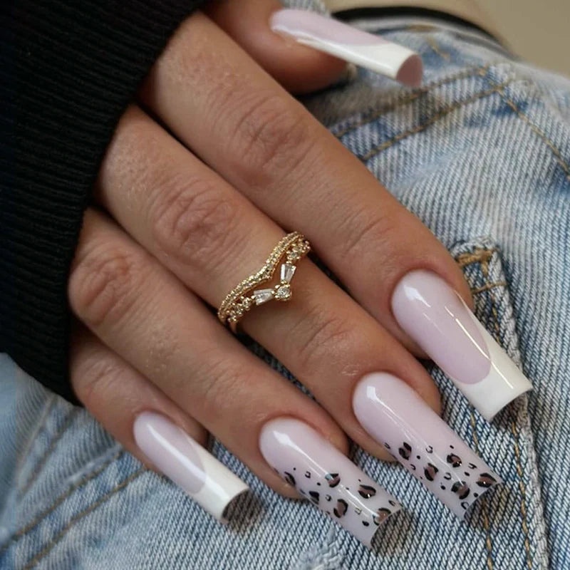 Press-On Nail Set Long Adhesive-Backed Artistic