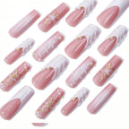Press-On Nail Set Long Floral Easy Application