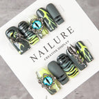 Press-On Nail Set Long-Lasting 3D & Metallic Accents