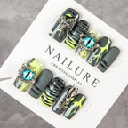 Press-On Nail Set Long-Lasting 3D & Metallic Accents