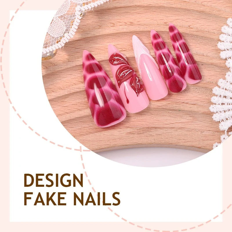 Press-On Nail Set Long-Lasting Includes Glue & Adhesive Strips