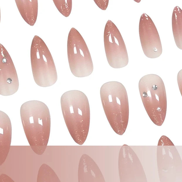 Press-On Nail Set Long-Lasting Intricate Gem Accents Set of 24