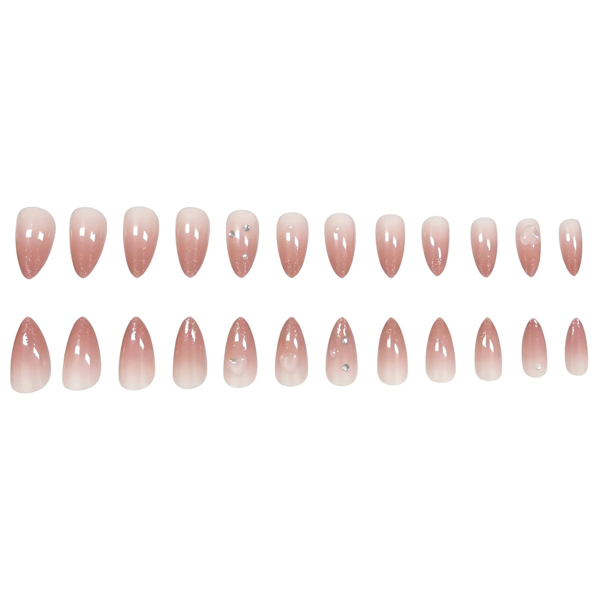 Press-On Nail Set Long-Lasting Intricate Gem Accents Set of 24