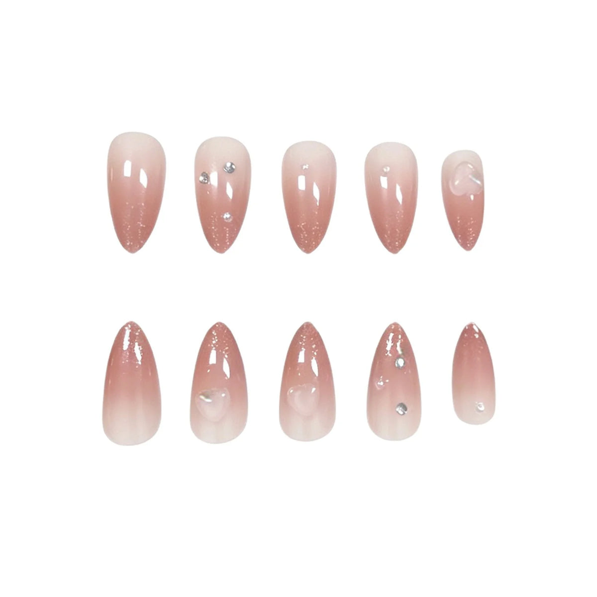 Press-On Nail Set Long-Lasting Intricate Gem Accents Set of 24