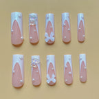 Press-On Nail Set Long Self-Adhesive Floral & Bow
