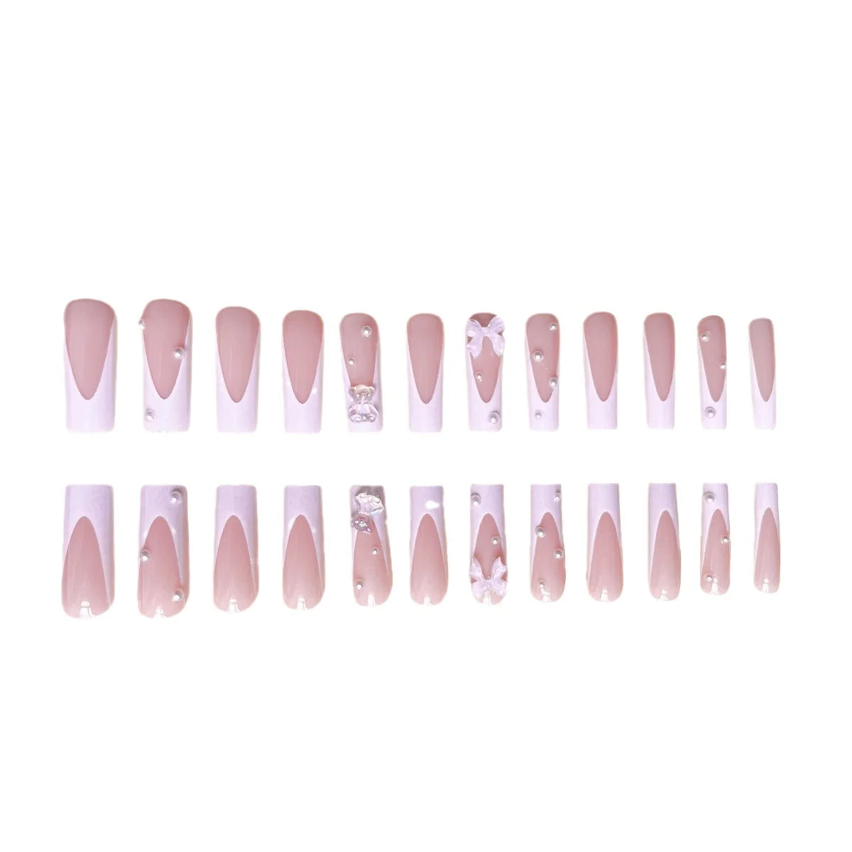 Press-On Nail Set Long Self-Adhesive Floral & Bow