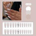 Press-On Nail Set Long Stiletto Crystal Accents Reusable