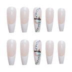 Press-On Nail Set Long Stiletto Crystal Accents Reusable