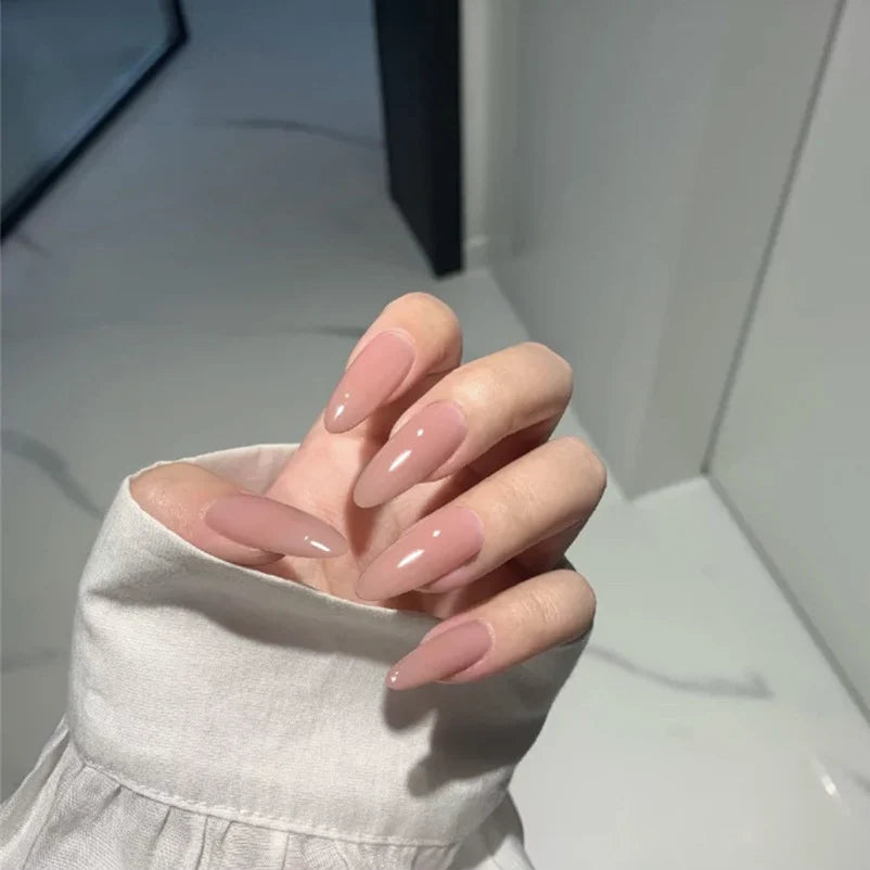 Press-On Nail Set Long Stiletto High-Gloss Glue-On