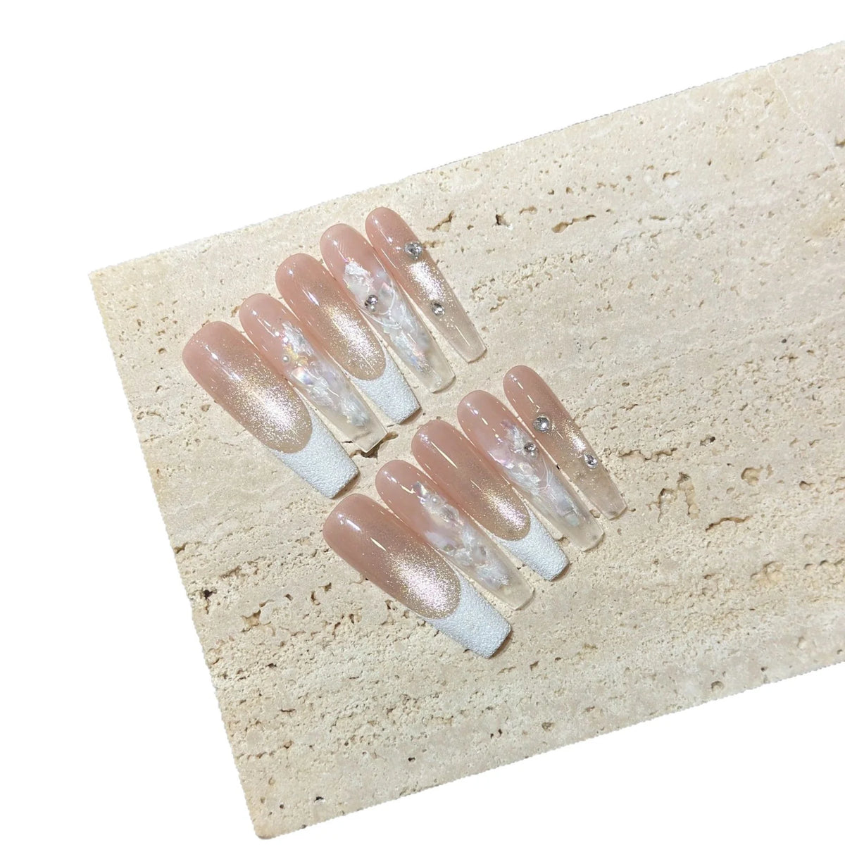 Press-On Nail Set Long Tip Floral Reusable