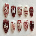 Press-On Nail Set Love-Themed Gems Easy Apply