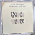 Press-On Nail Set Marble Accent & Easy Application