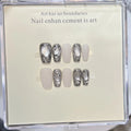 Press-On Nail Set Marble Accent & Easy Application