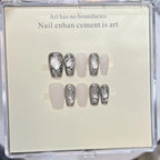 Press-On Nail Set Marble Accent & Easy Application