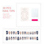 Press-On Nail Set Marble Design Long-Lasting