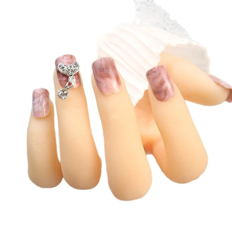 Press-On Nail Set Marble Design Long-Lasting
