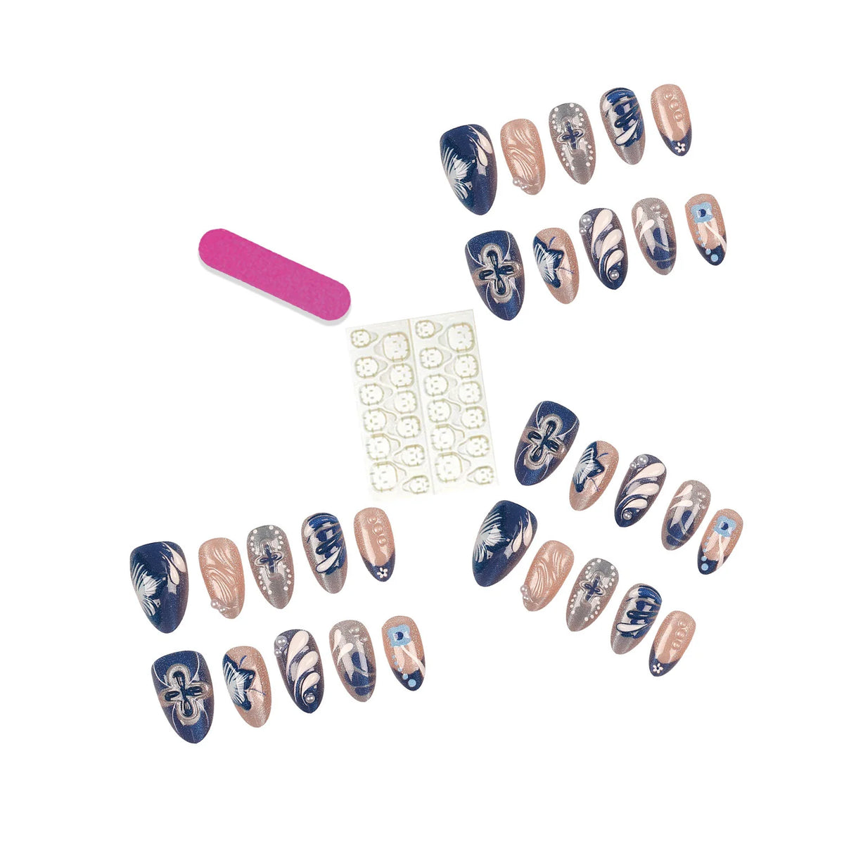 Press-On Nail Set Marble Design Long-Lasting