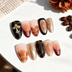 Press-On Nail Set Marble Effect & Easy Application