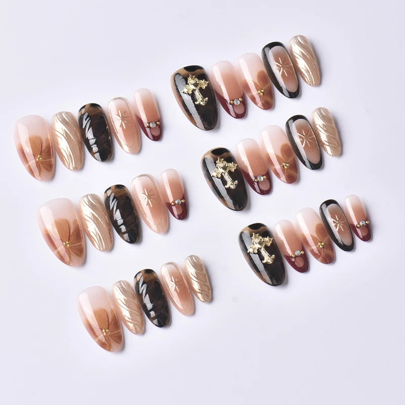 Press-On Nail Set Marble Effect & Easy Application