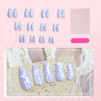 Press-On Nail Set Marble Effect Multiple Sizes Non-Toxic