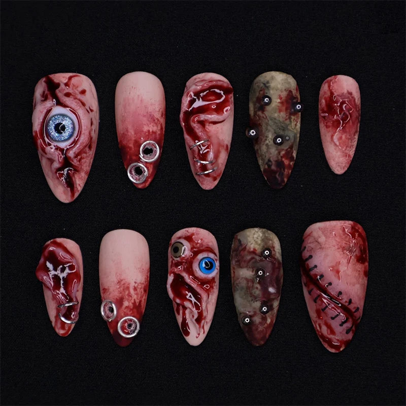 Press-On Nail Set Marble Effect Peel-And-Stick
