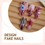 Press-On Nail Set Marble Effect Peel-And-Stick