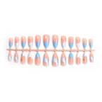 Press-On Nail Set Marble Effect Pointed Tips & Easy Application