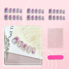 Press-On Nail Set Marble & Floral Reusable Five-Piece