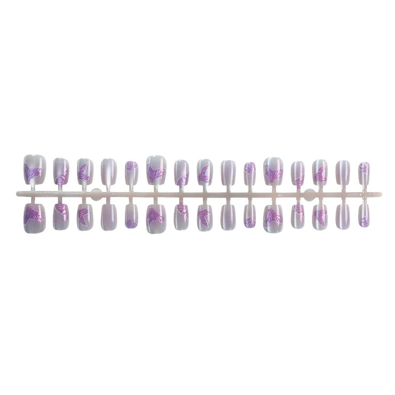 Press-On Nail Set Marble & Floral Reusable Five-Piece