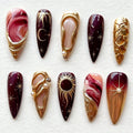 Press-On Nail Set Marble & Gold Designs Peel-And-Press