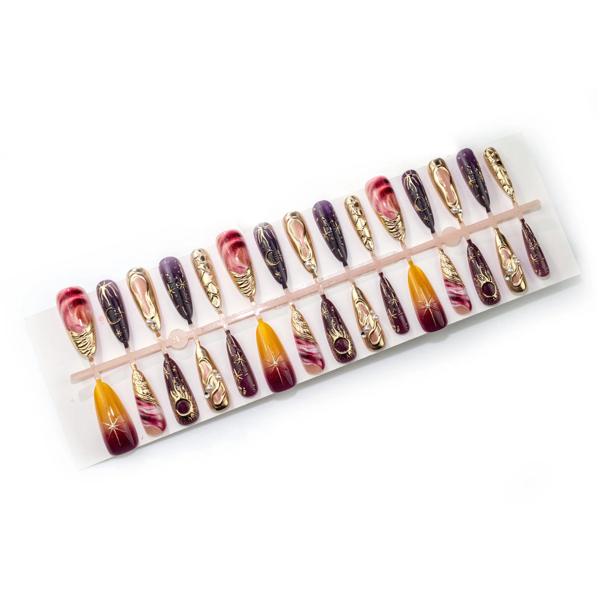 Press-On Nail Set Marble & Gold Designs Peel-And-Press