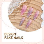 Press-On Nail Set Marbled Designs Adhesive Tape Included