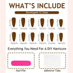 Press-On Nail Set Marbled Designs Adhesive Tape Included