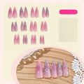 Press-On Nail Set Marbled Designs Adhesive Tape Included
