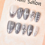 Press-On Nail Set Marbled Metallic Peel & Stick
