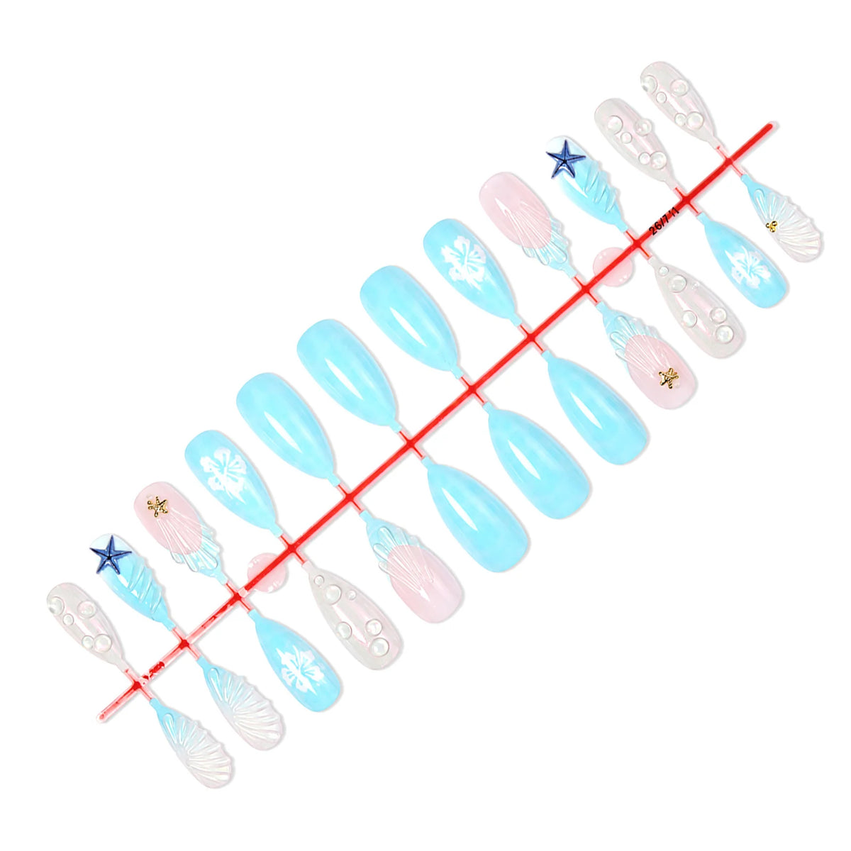 Press-On Nail Set Marine Motifs & Adhesive Strips