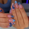 Press-On Nail Set Maritime Accents Flexible Fit & Easy Application