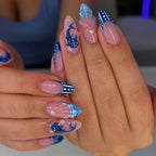 Press-On Nail Set Maritime Accents Flexible Fit & Easy Application
