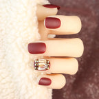 Press-On Nail Set Matte Finish & Crystal Accents Reusable